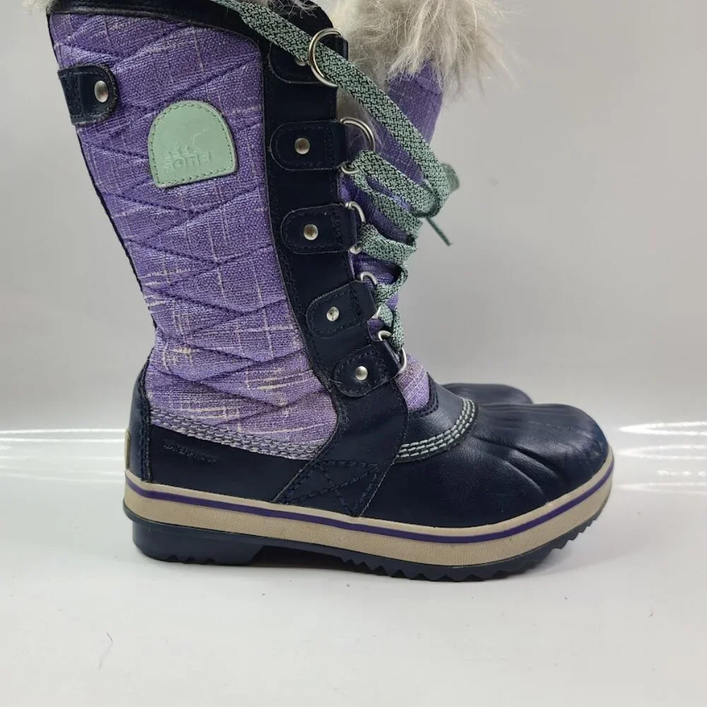 Sorel Girl's Purple Black‎ Joan Of Arctic Fur NY2420-551 Mid-Calf Winter Boots 2